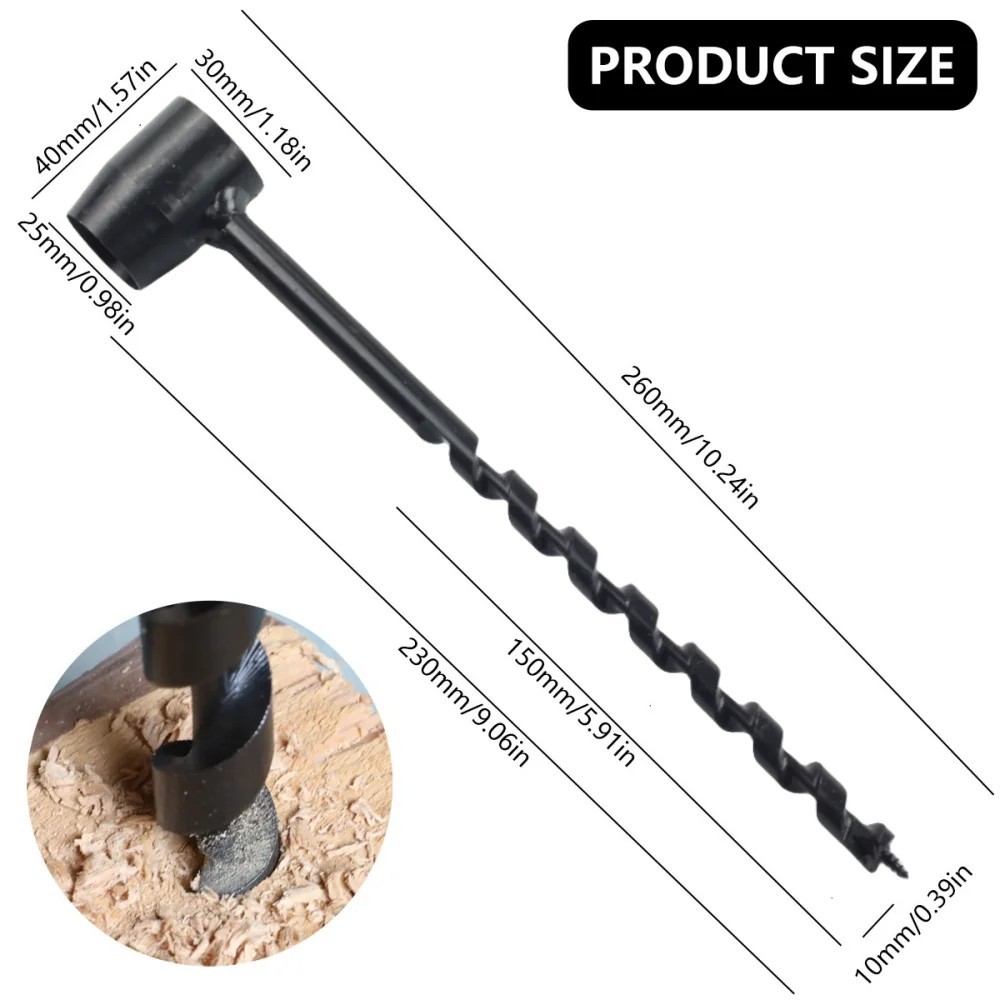 Manual Wood Auger Drill Carbon Steel Hand Drill Tool Camping Survival Tool Set