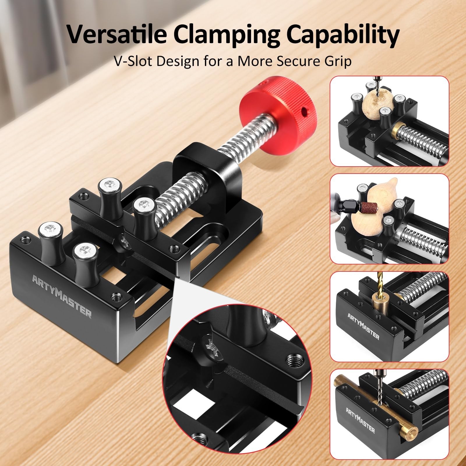 Mini Drill Press Vise with Rubber Soft Jaws, 0-2.48″ Clamping Range Mini Vice…