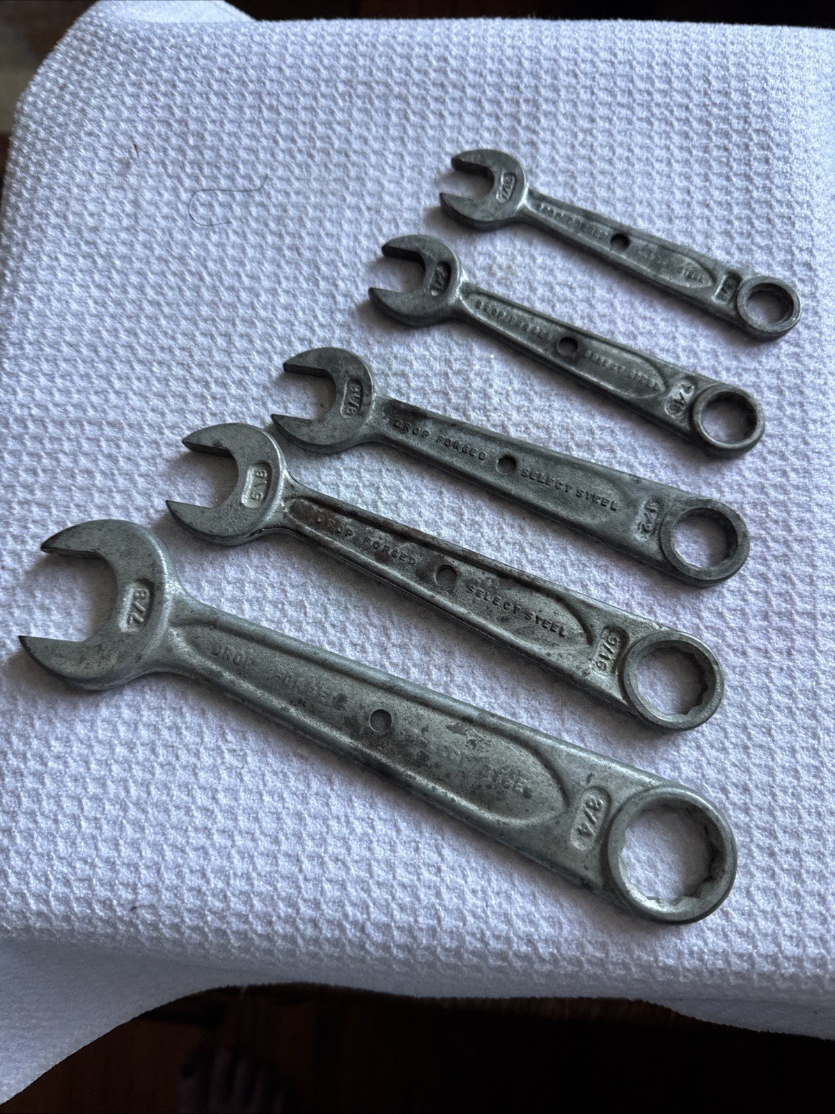 5 VINTAGE MADE IN USA DROP-FORGED SELECT STEEL COMBINATION WRENCHES 3/4 To 7/16