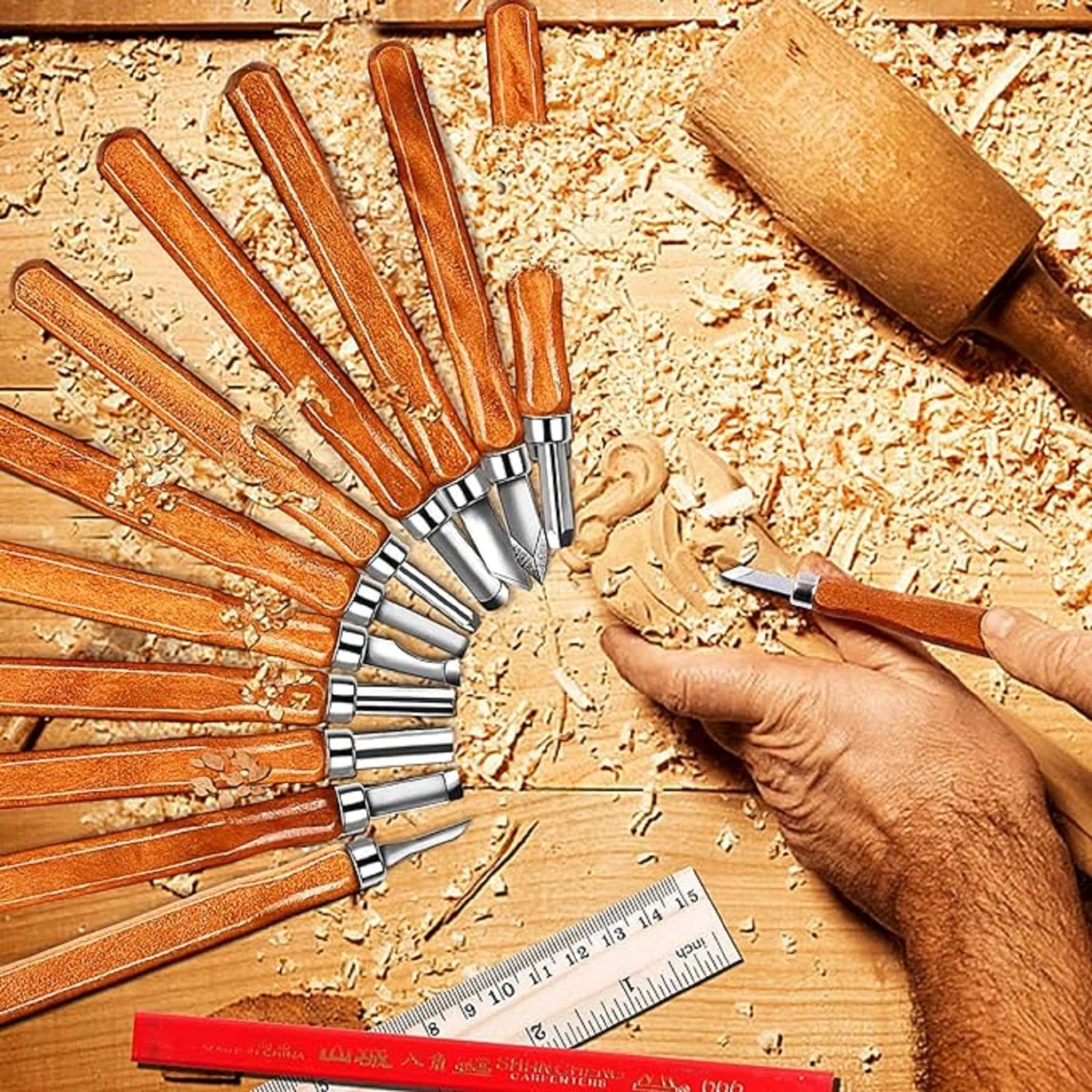 Juego de cuchillos para tallar madera – Juego de 20 herramientas de tallado