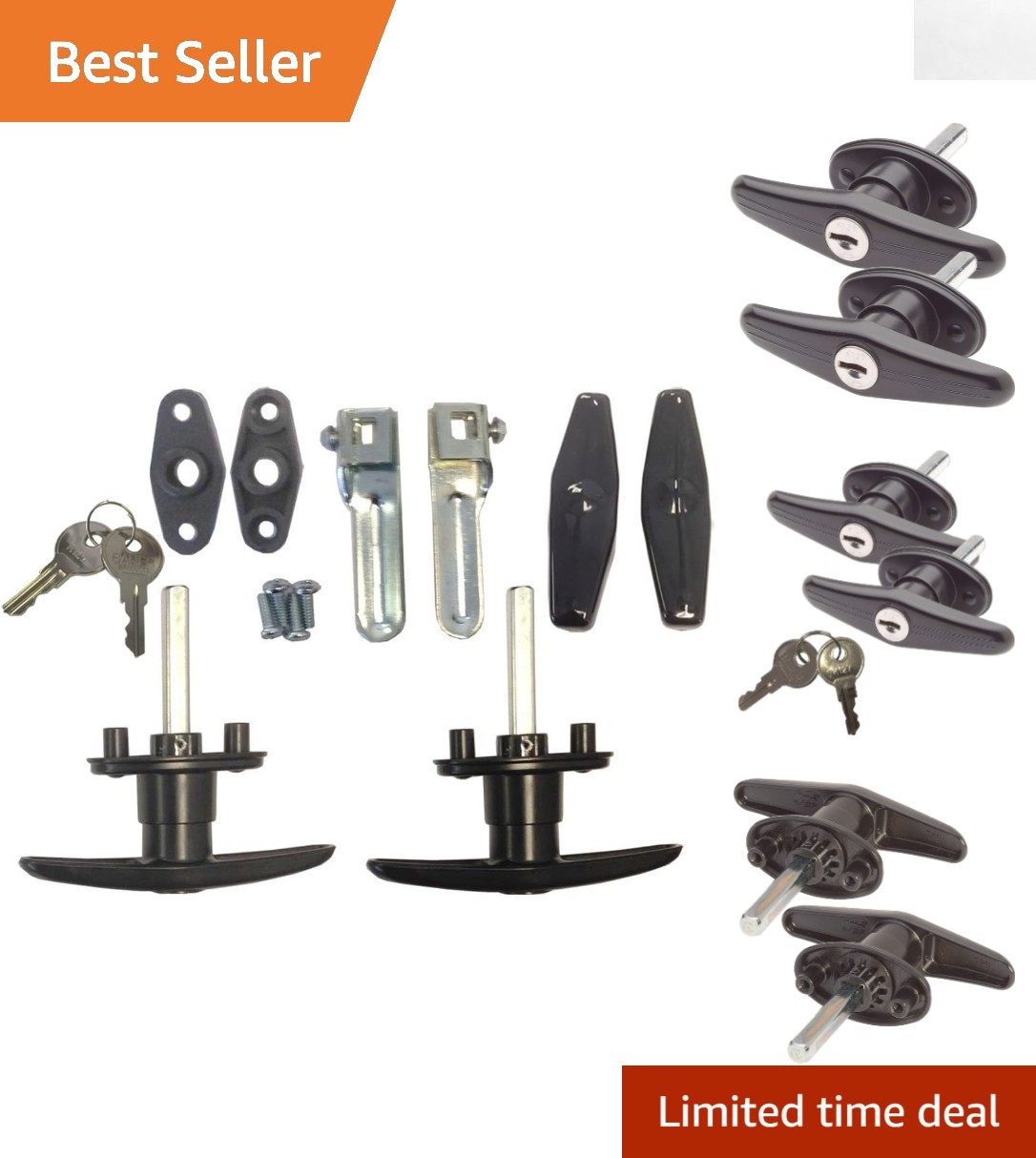 Complete Metal T-Handle Lock Set – Key Lock with 2 Handles and Accessories