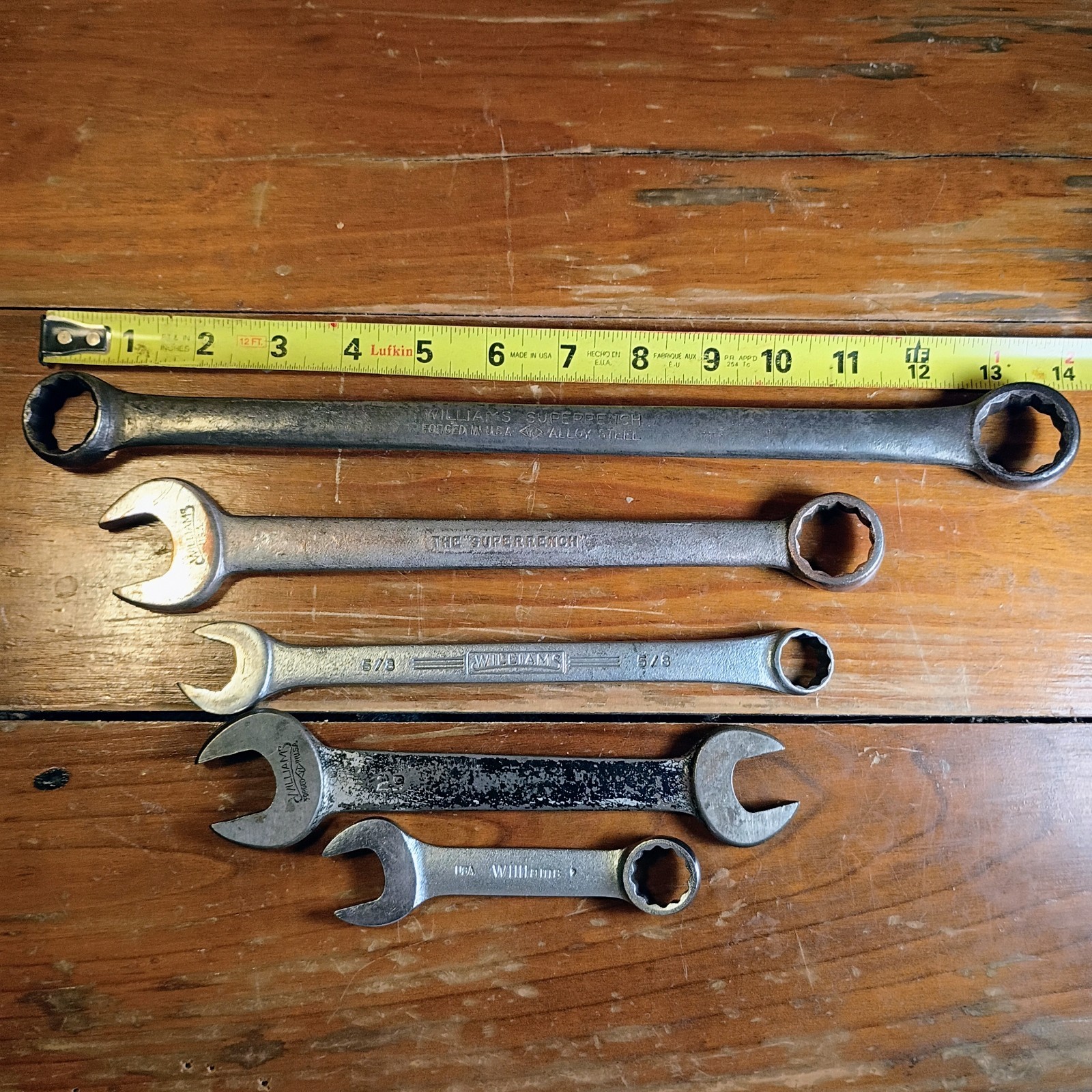 5 Vintage Williams Forged In USA Wrenches Open End Combination Double Box End
