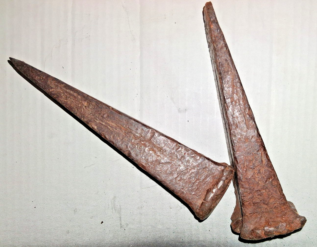 Vintage steel wood splitting wedges 7 1/2″ X 2″ & 7″ X 2 1/4″