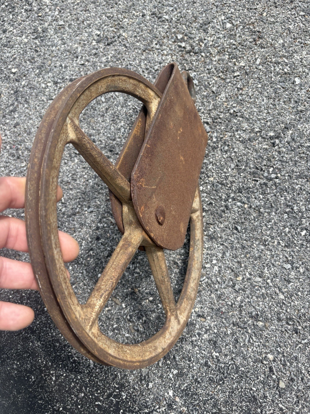 Large Antique 12” Wheel All Metal Pulley Industrial Farmhouse 10 Lbs