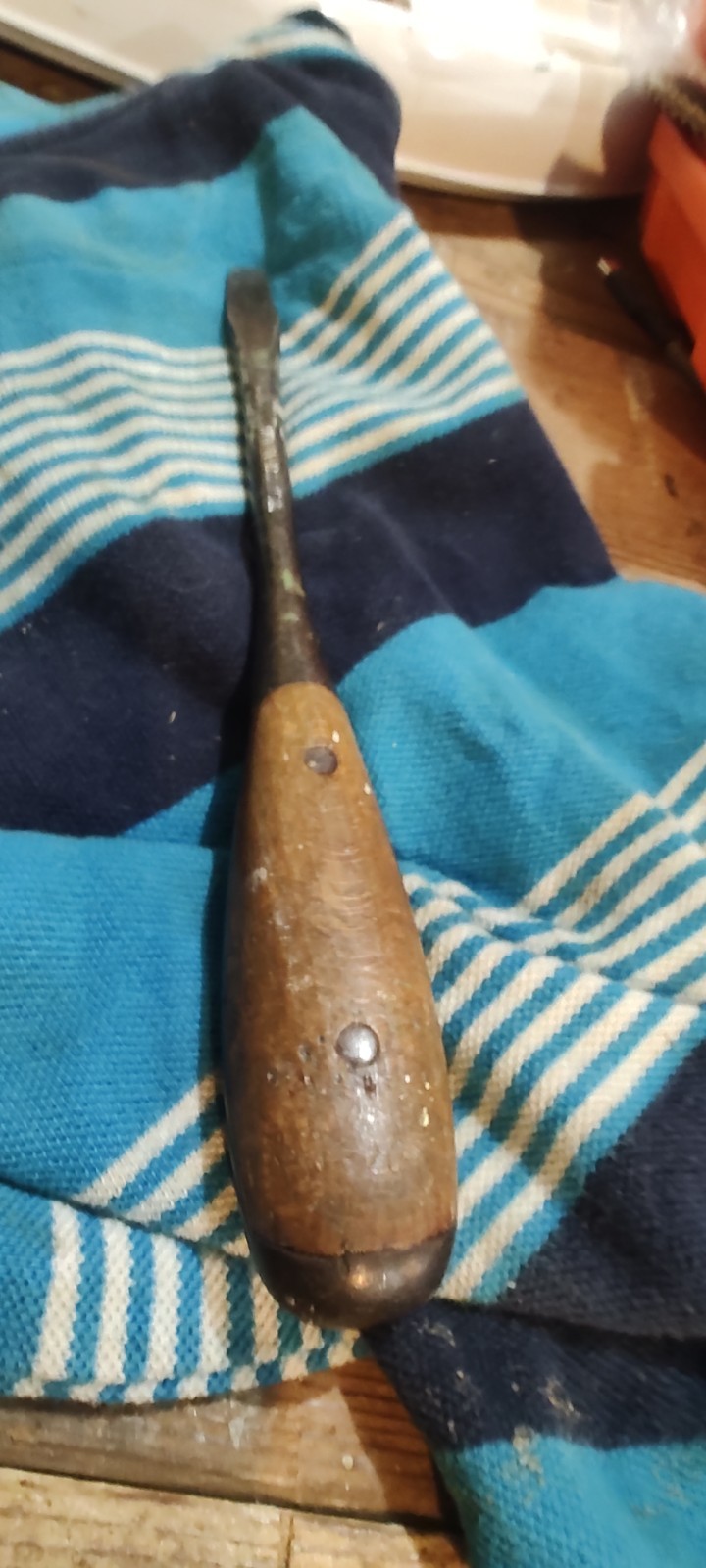 Vintage Irwin Screwdriver US of A Wood Split Handle