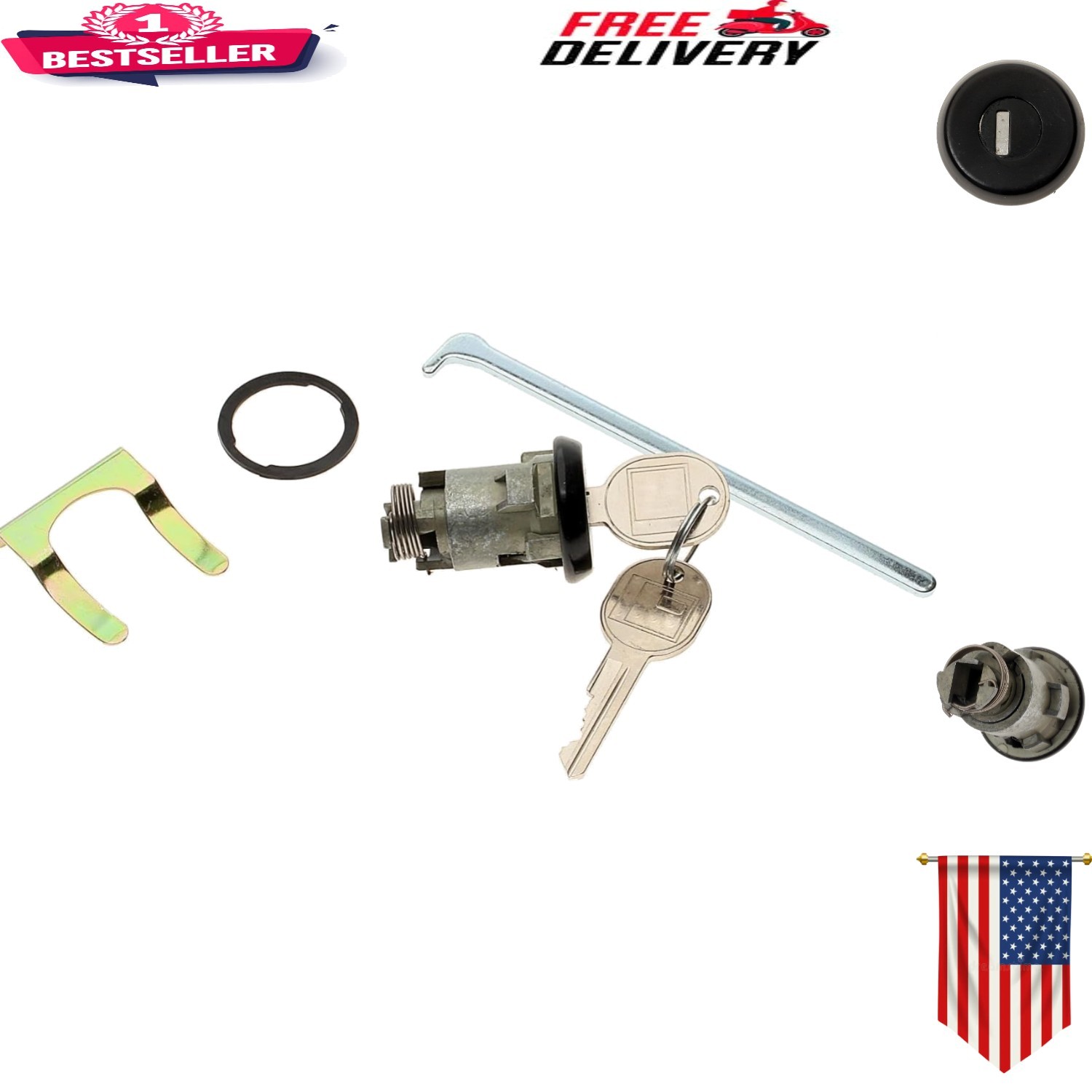 Aftermarket Silver Trunk Lock D1456F with Key for Stylish Vehicle Security