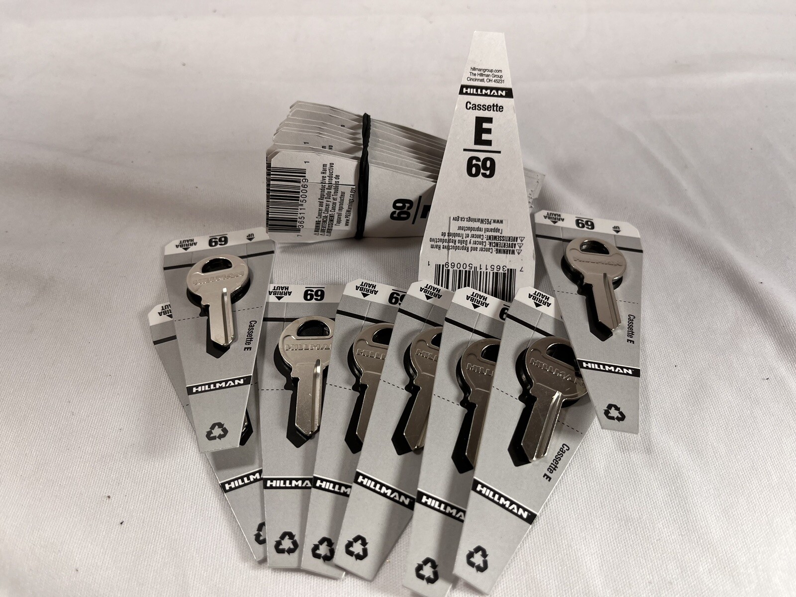 Lot Of 19 Hillman 88051 Brass Silver #69 Universal Single Sided Blank Key