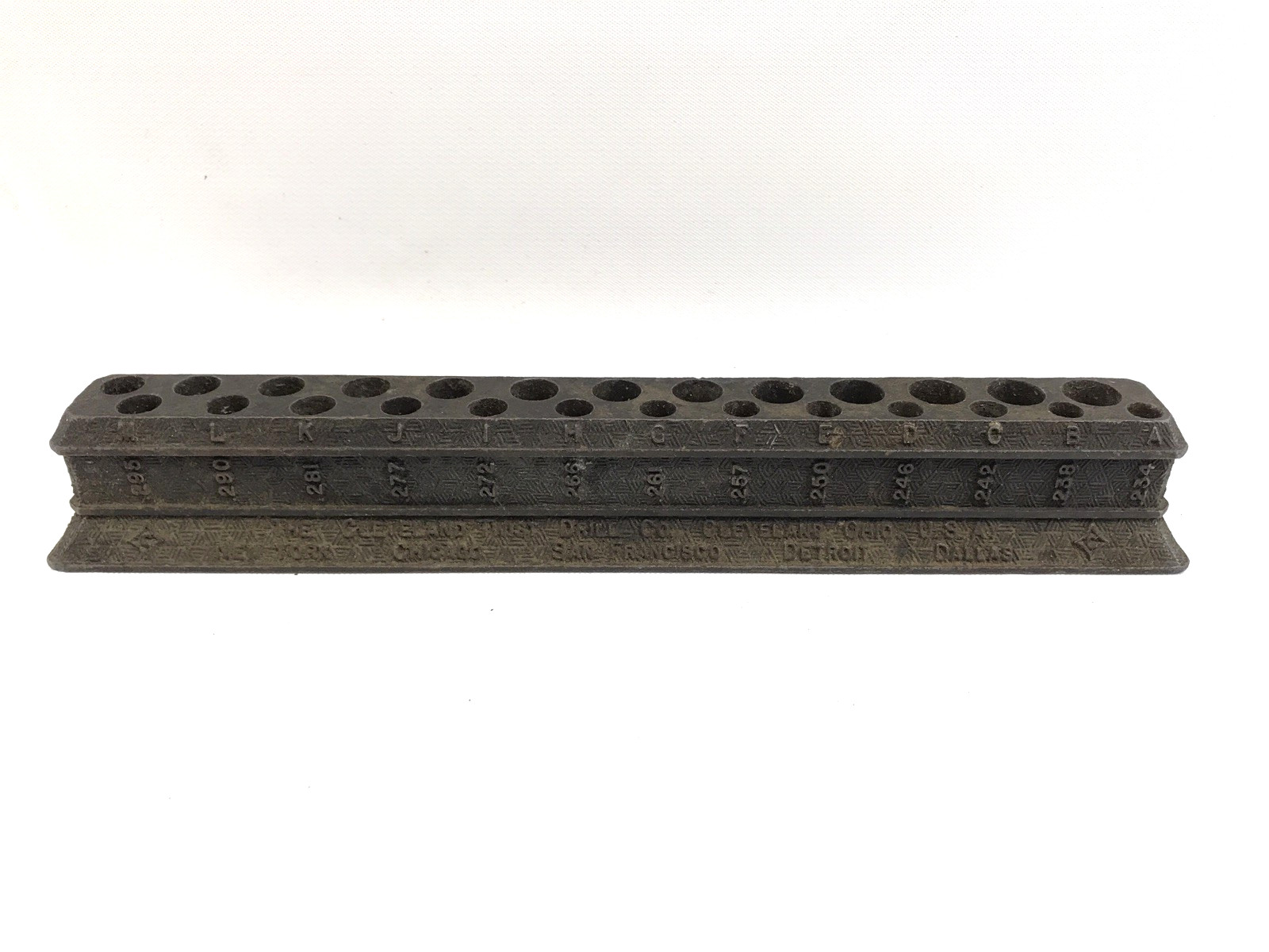 Antique Cleveland Twist Drill Co Cast Iron Drill-bit Stand, Lettered Index A-Z