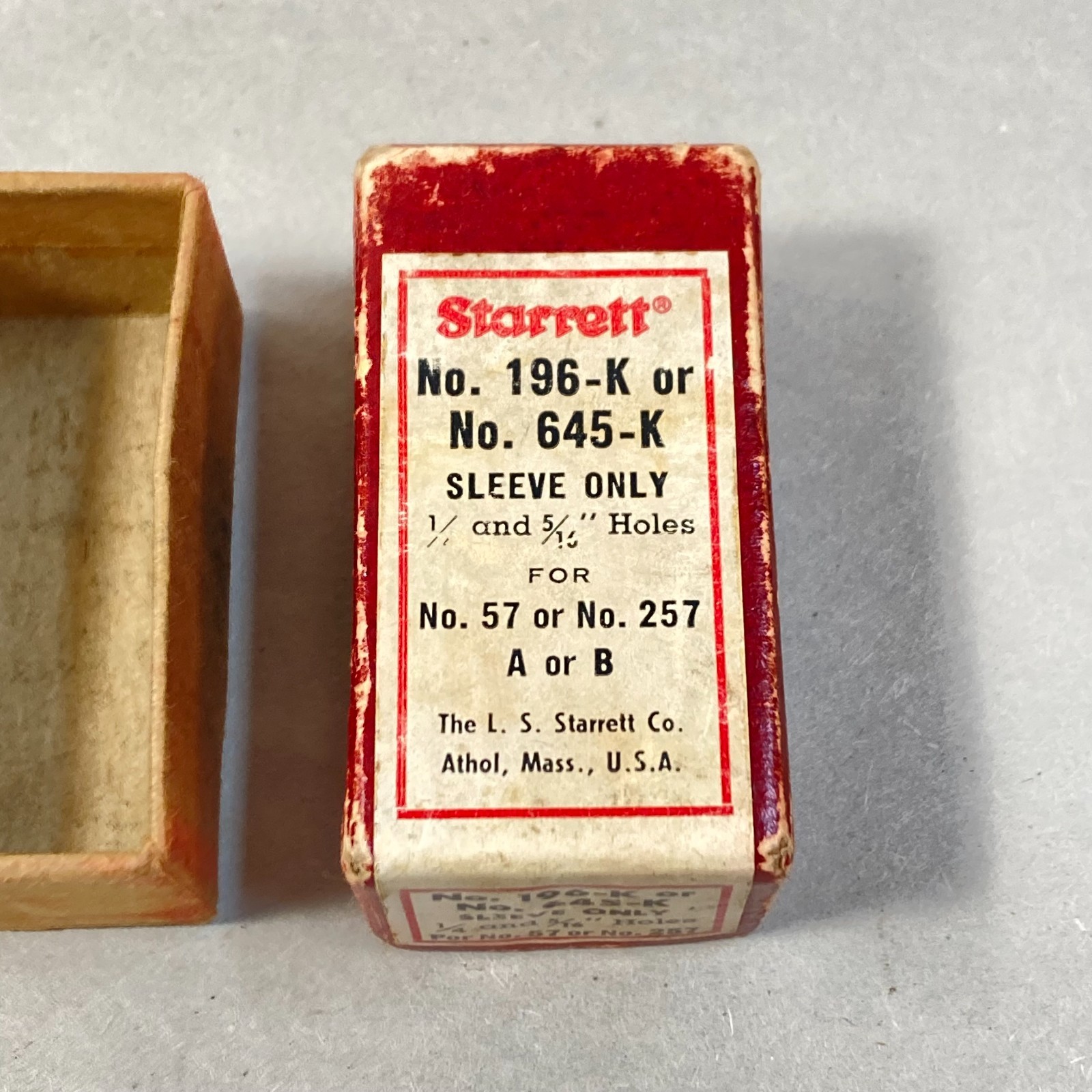 Vintage Starrett Box for Hole Punch Sleeve Empty Box USA