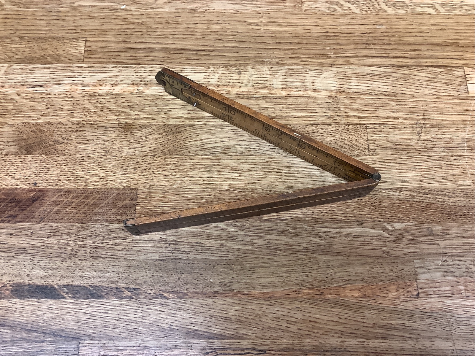 Vintage Machinist Brass Wood Folding Ruler