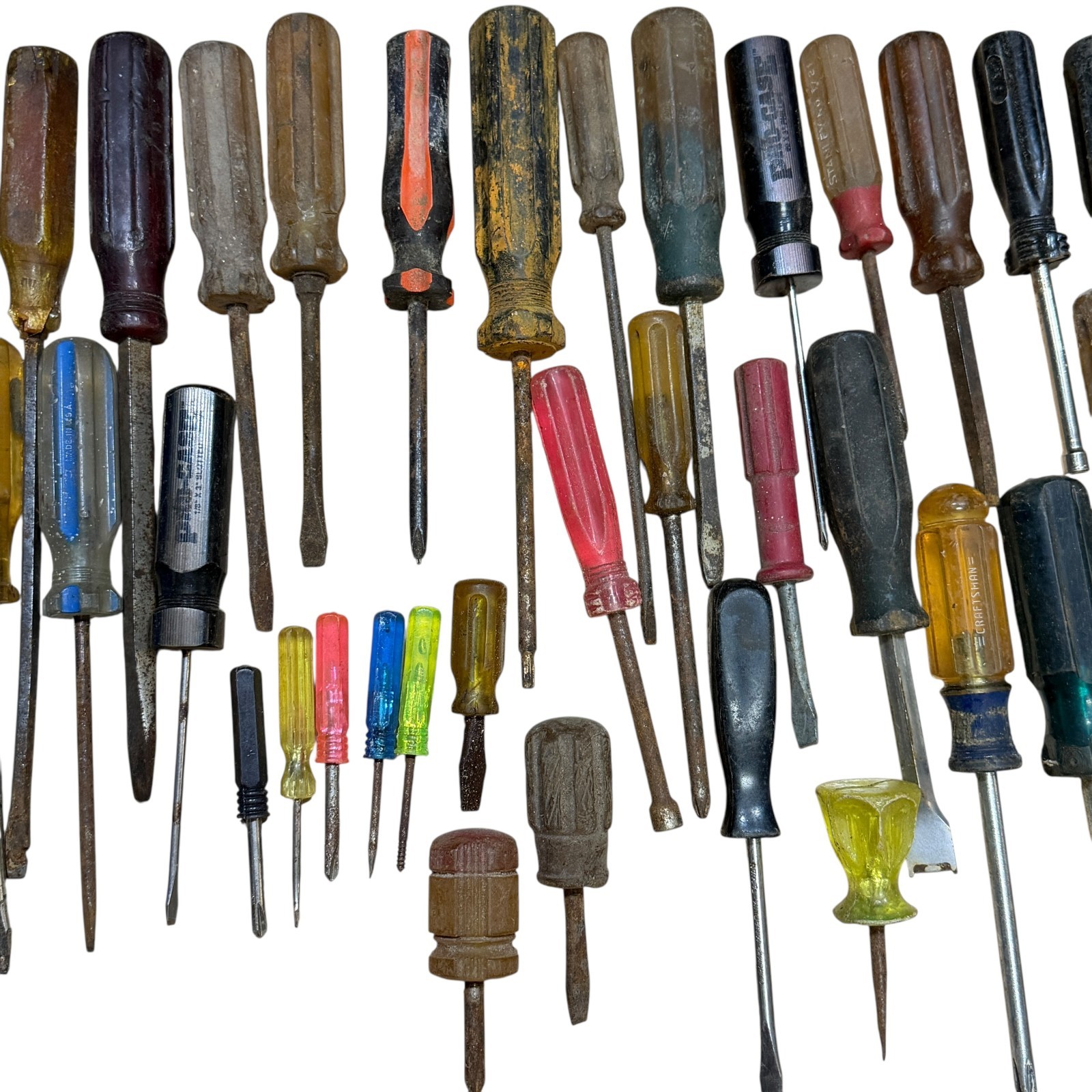 Vintage Screwdriver Lot 42 Mixed Flathead Phillips Wood Plastic Handles