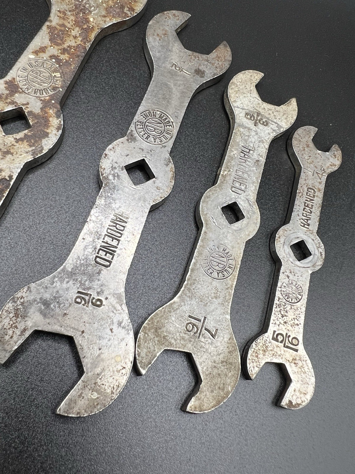 1930s Vintage None Better NB 5-Open End Wrench Set USA made