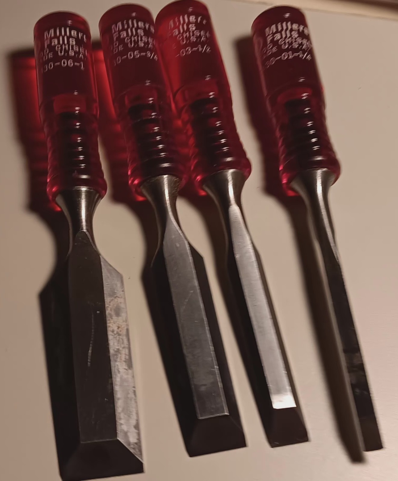 Vintage Miller’s Falls 4 – Piece wood chisel set Model #1434C