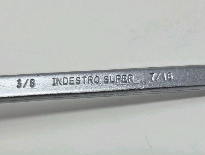 Vintage INDESTRO SUPER 7/16″ & 1/2″ Deep Offset Box End Wrench 730 12 Pt USA