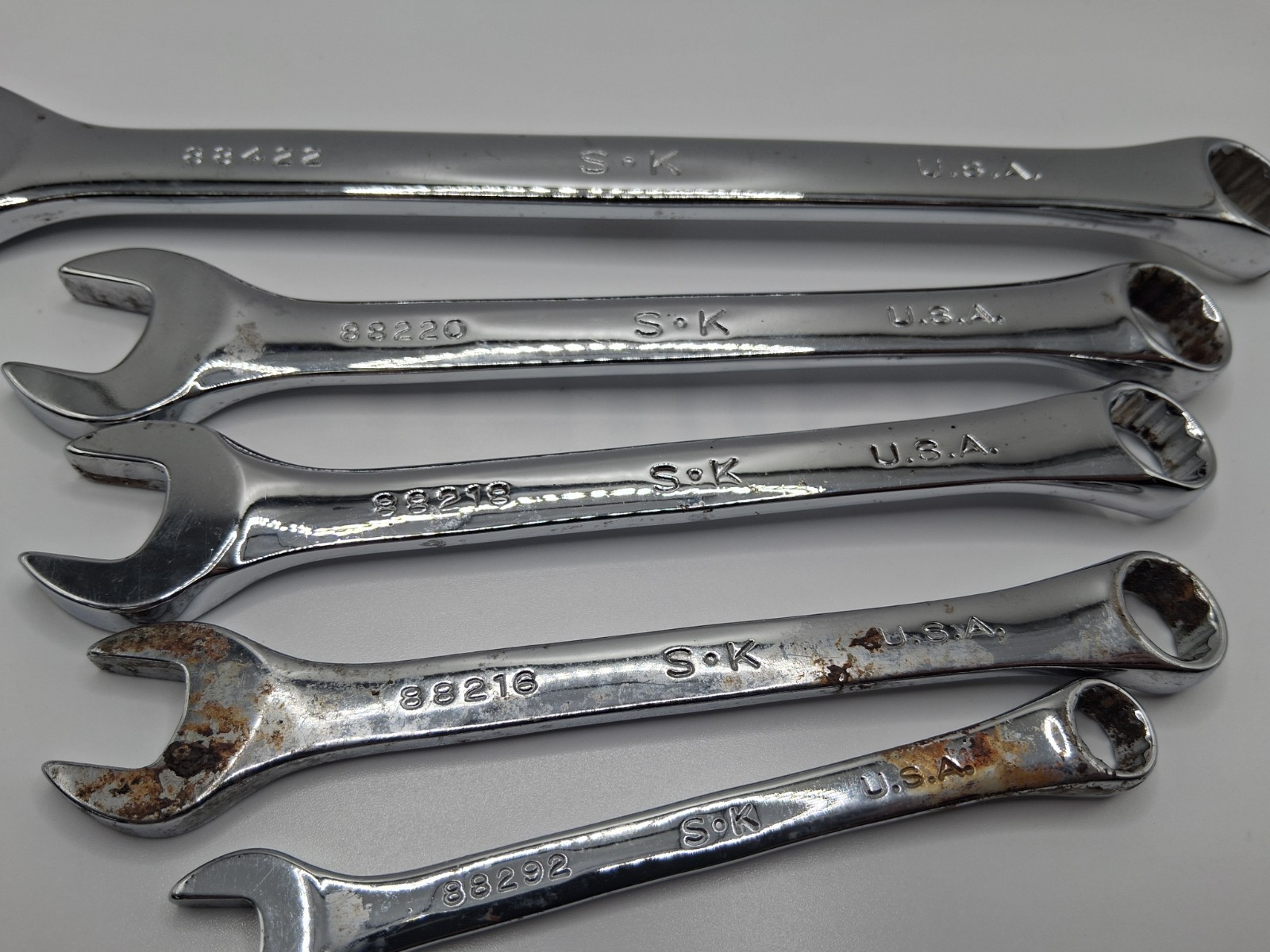 S-K Tools USA made Combination Wrenches SAE Lot Of 5 Needs Some Help