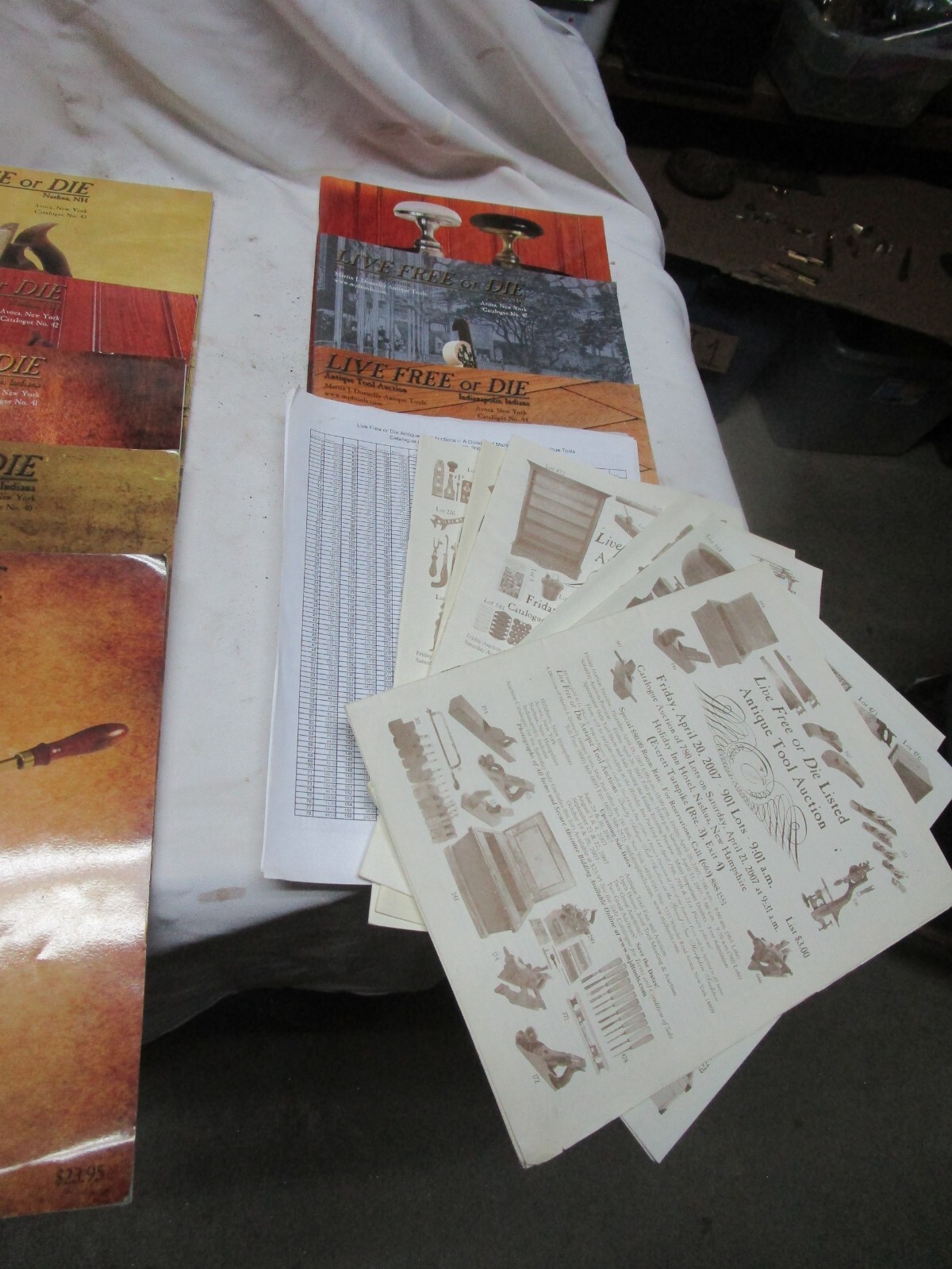 Lof of Martin J. Donnelly antique tool auction catalogs–great reference guides!