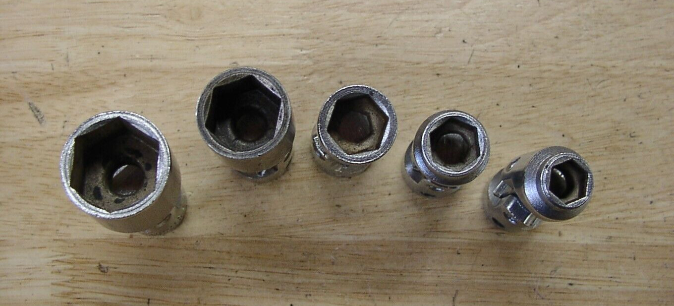 5 Vntg Wright 3/8″ Dr. Universal Wobbler Sockets,3/4″,5/8″,1/2″,7/16″,3/8″,EXC