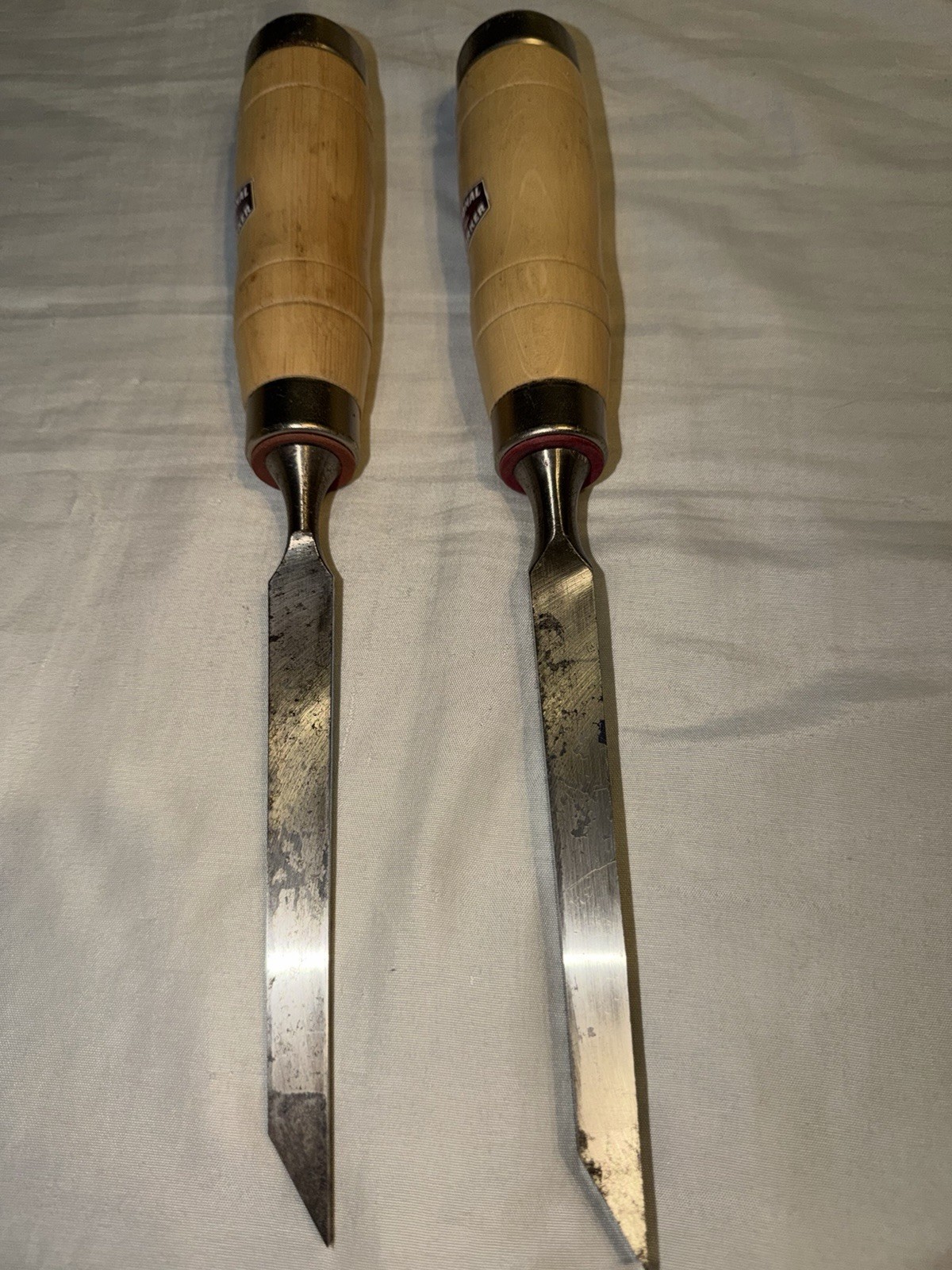 Traditional Woodworker Trademark Chisels Set Of 2. 1/2” And 1/4” Wooden Handle