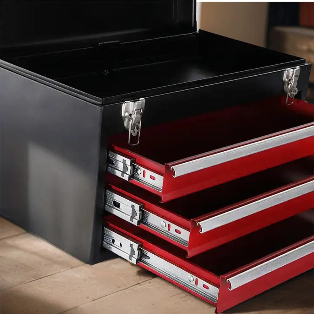 ColourTree 3 Drawer Metal Tool Box Portable Steel Tool Chest