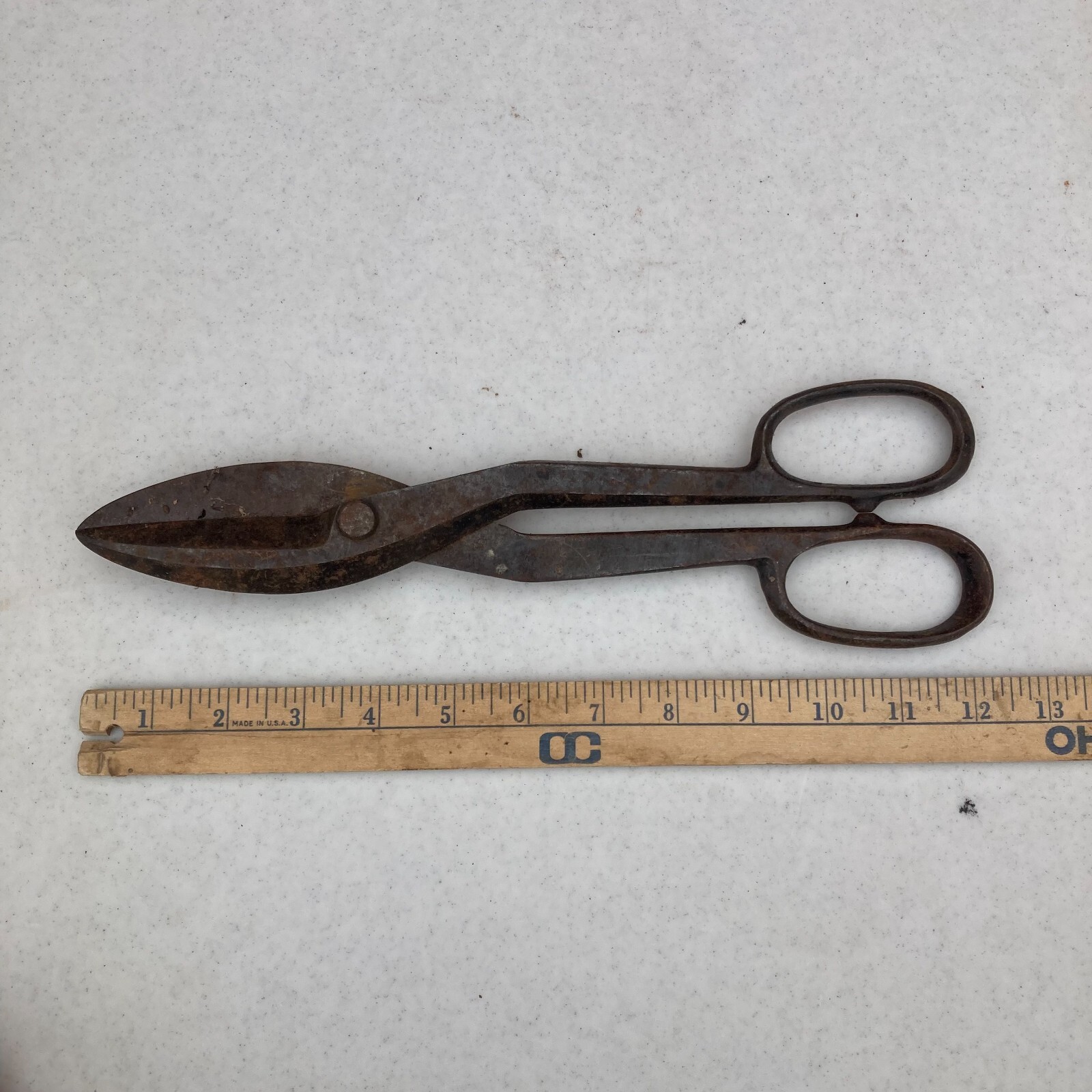 Vintage Wiss? Sheet Metal Tin Snip Shears 12” Forged USA Hand Tool Scissors