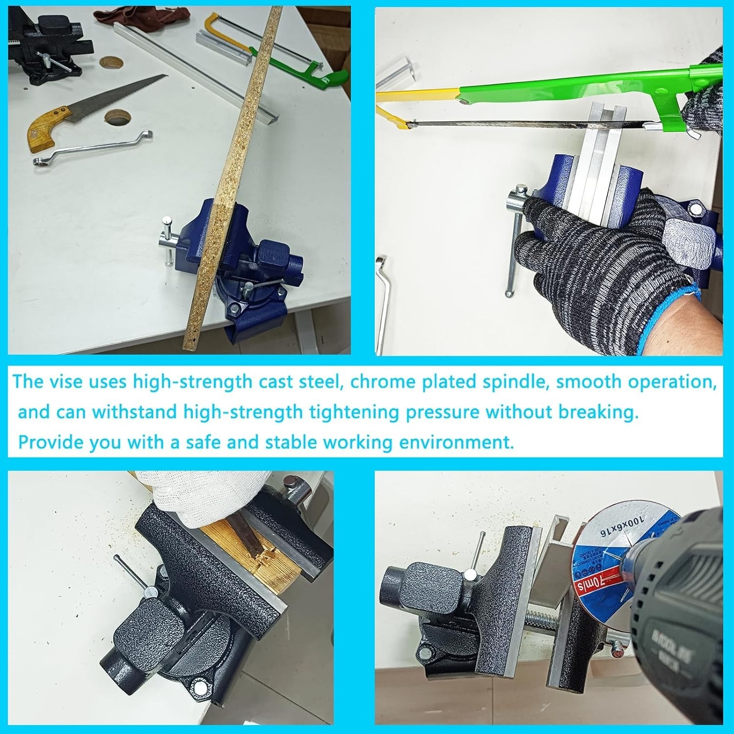 2-In-1 Bench Vise Heavy Duty, Blue, 6.0″ – Upgraded