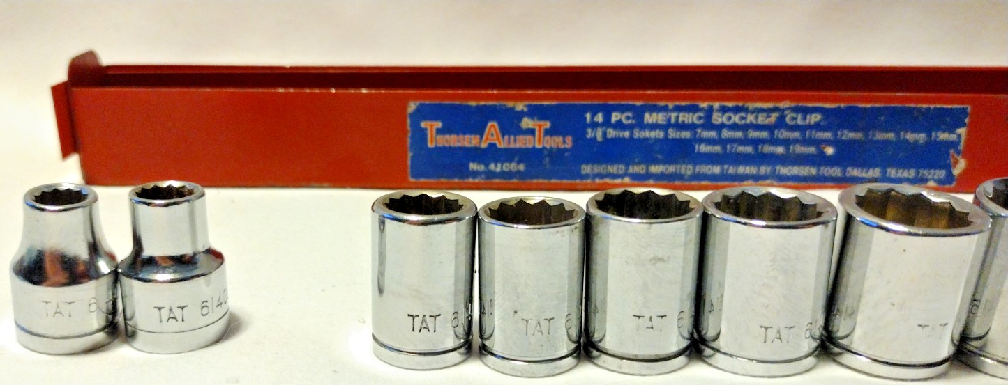 Vtg Thorsen USA Metric 12 Point 3/8” Drive 12 Pcs Socket Set Missing 9 & 10mm B2