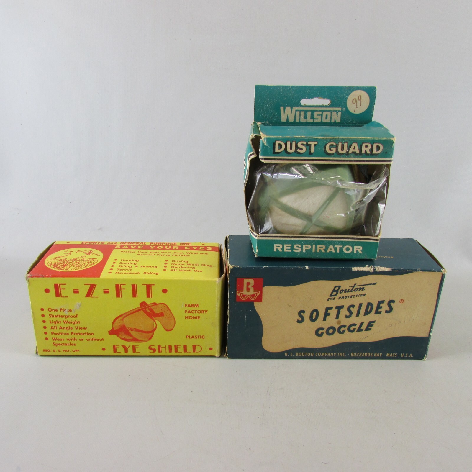 Vintage lot of 2 Goggles Eye Protection and dust mask advertising Steampunk