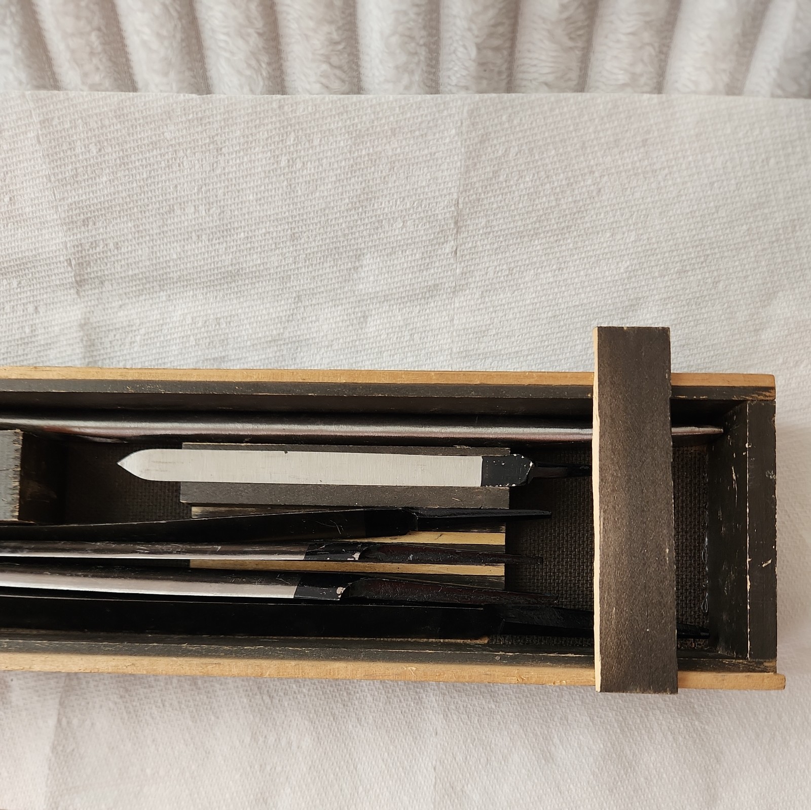 NOS Vintage Unbranded Bearing Scraper Set Machinist Hand Tools Wood Case