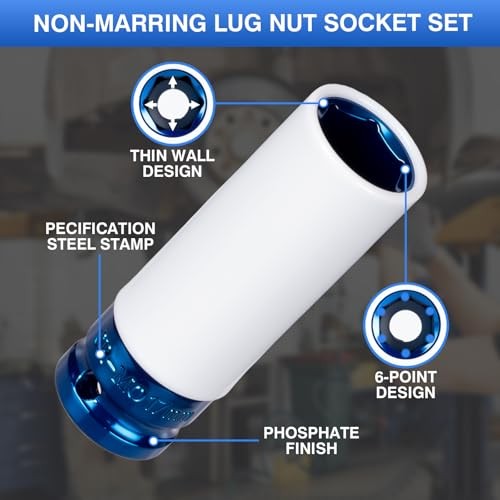 1/2″ Drive Wheel Protector Impact Socket,17 mm Lug Nut Socket,Thin Wall 17mm