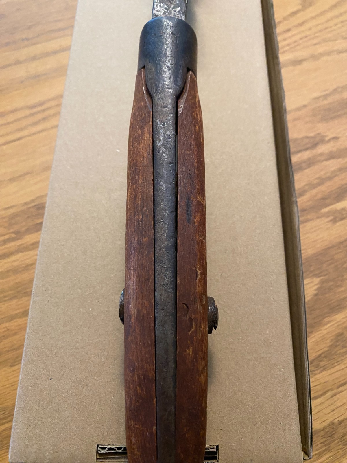 Vintage/Antique 15” OAL Monkey Wrench Wood Handle Smooth Jaw Adjustable Wrench