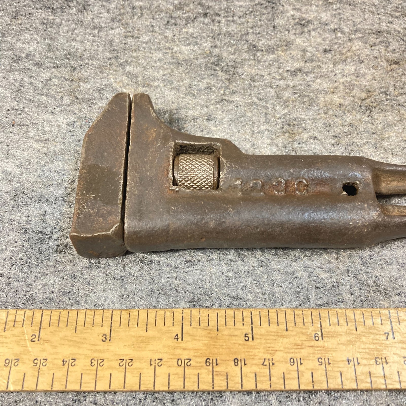 Vintage Monkey Wrench Smooth Solid Body Open Loop Handle #123C USA