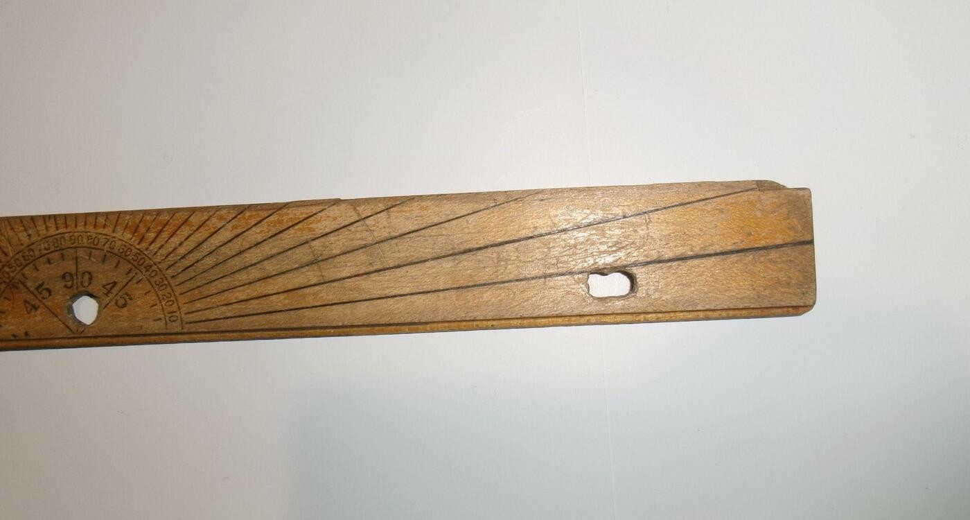 Vintage Made In USA 12″ Wooden Ruler w/ Protractor