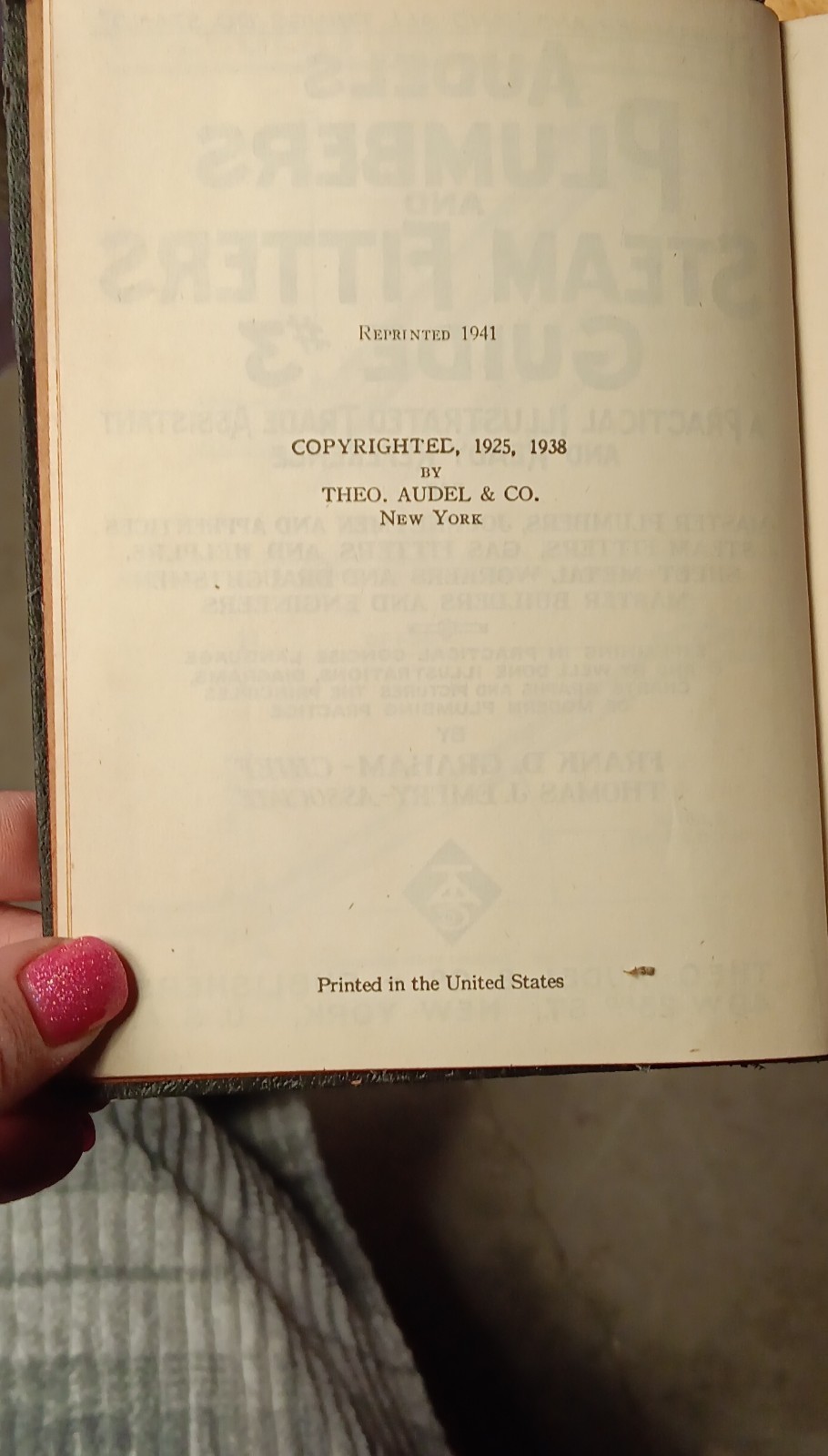 Theo. Audel & Co. Plumbers and Steam Fitters Guide #3 Hardcover