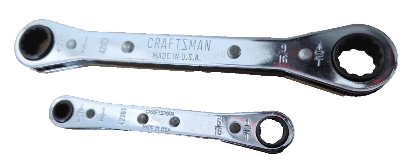 Craftsman Dual Head Ratchet Wrench Sizes: ½; 9/16; ¼; 5/16 Tool # 42163 & 42161