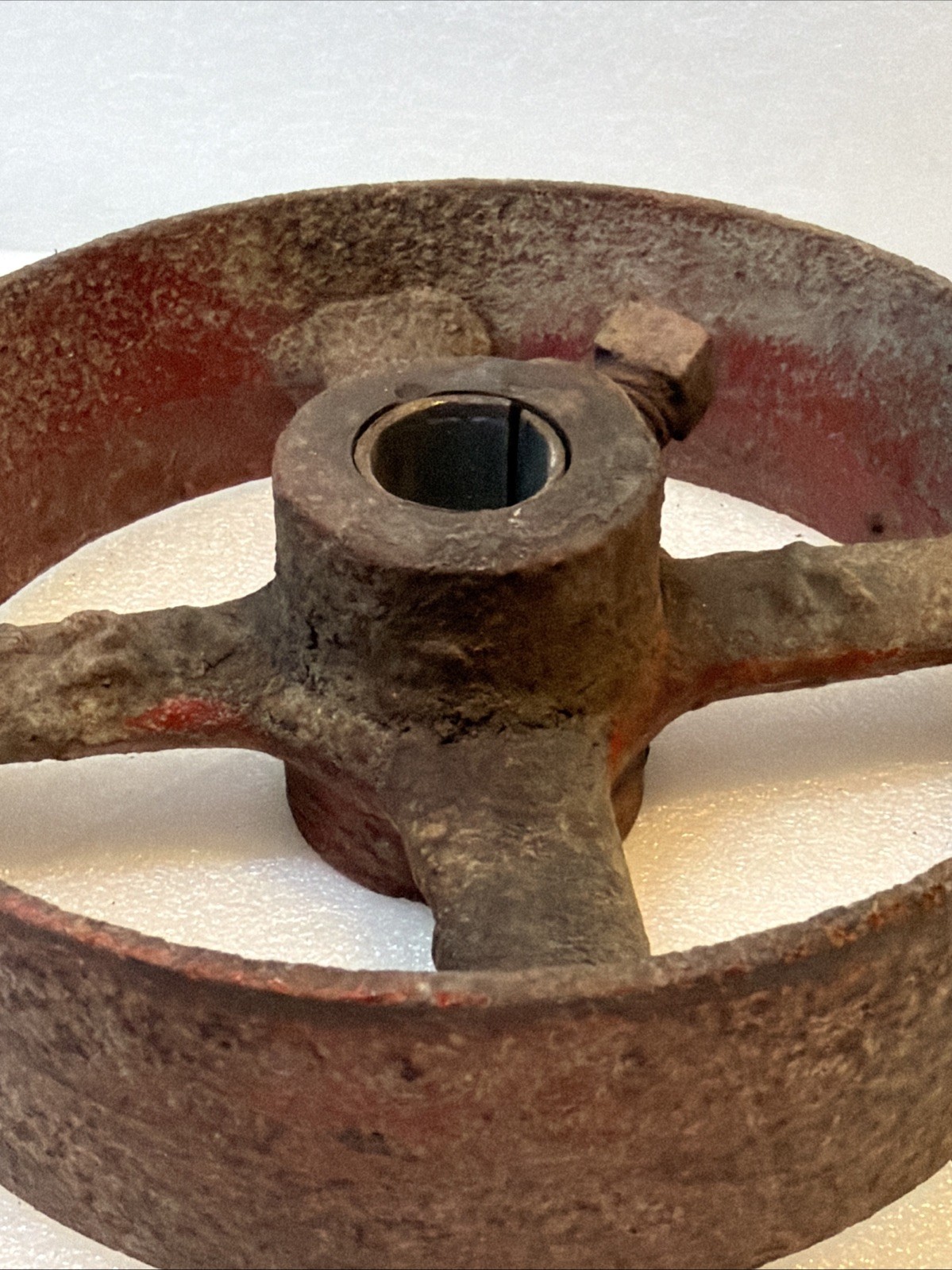 Cast Iron Steampunk Industrial Flat Belt Pulley Wheel 6″ Tall 1 7/8″ Wide B20 A