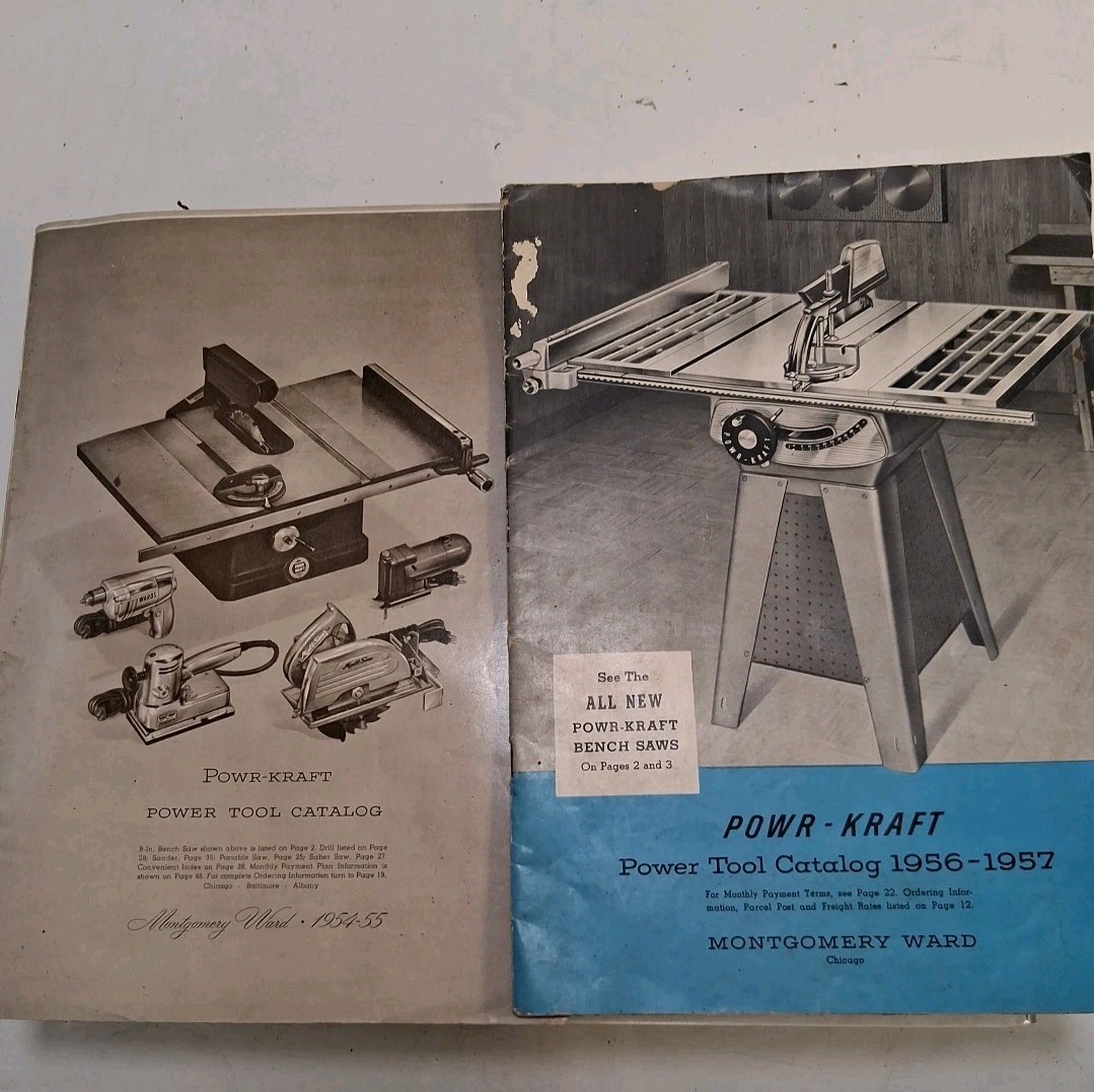 1954-55 Montgomery Ward Powr-Kraft Power Tool Catalogs & 1956-57 MONTGOMERY WARD