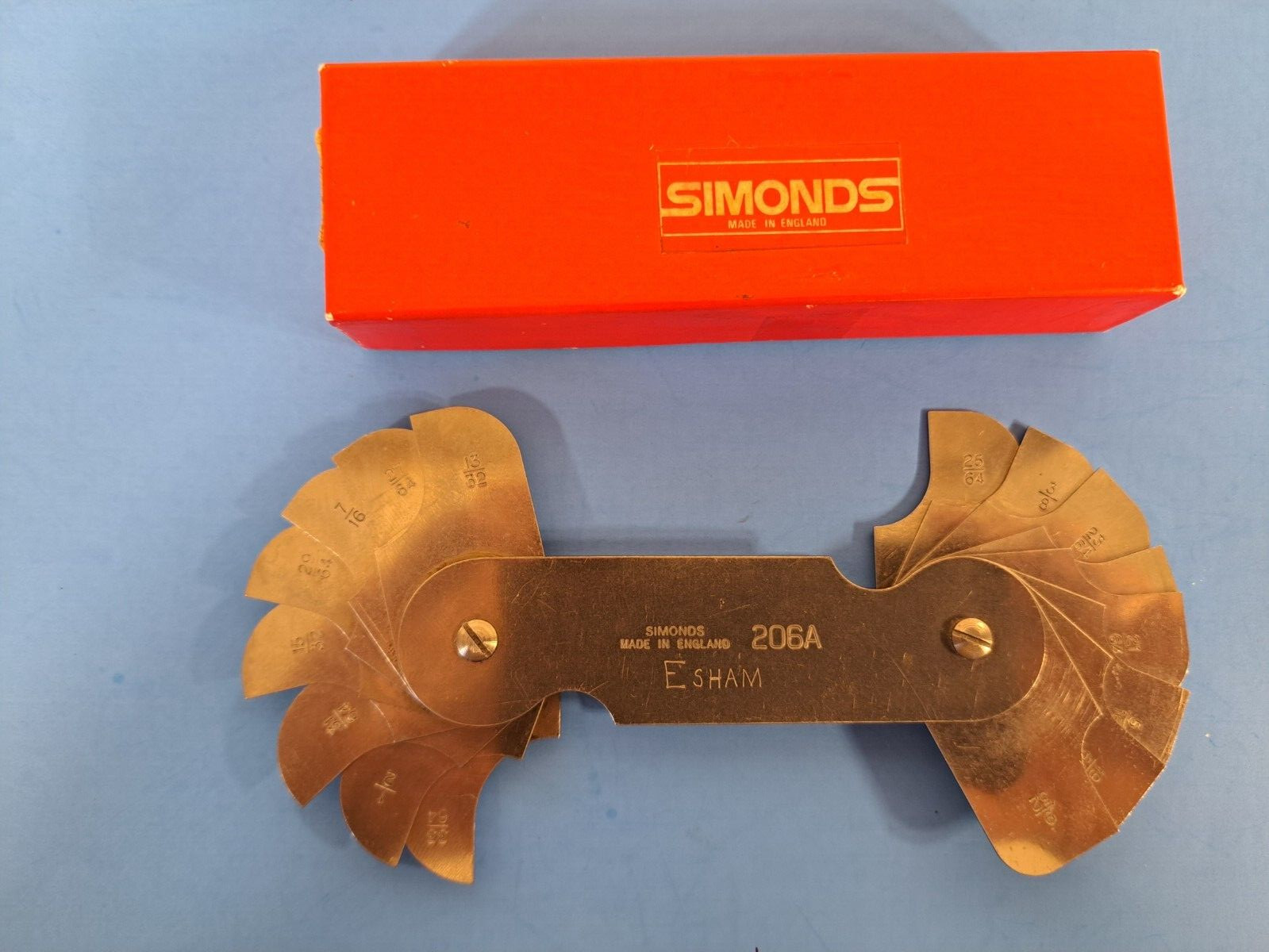 Vintage Simonds Radius Gage Blades No 206A 16 Int/Ext in Box – Made in England