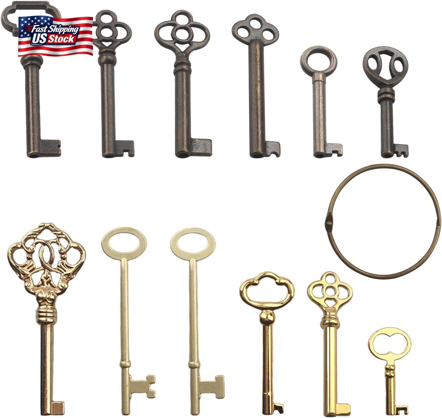Skeleton Key Set,Universal Skeleton Replacement Keys, Vintage Keys Kit for Antiq