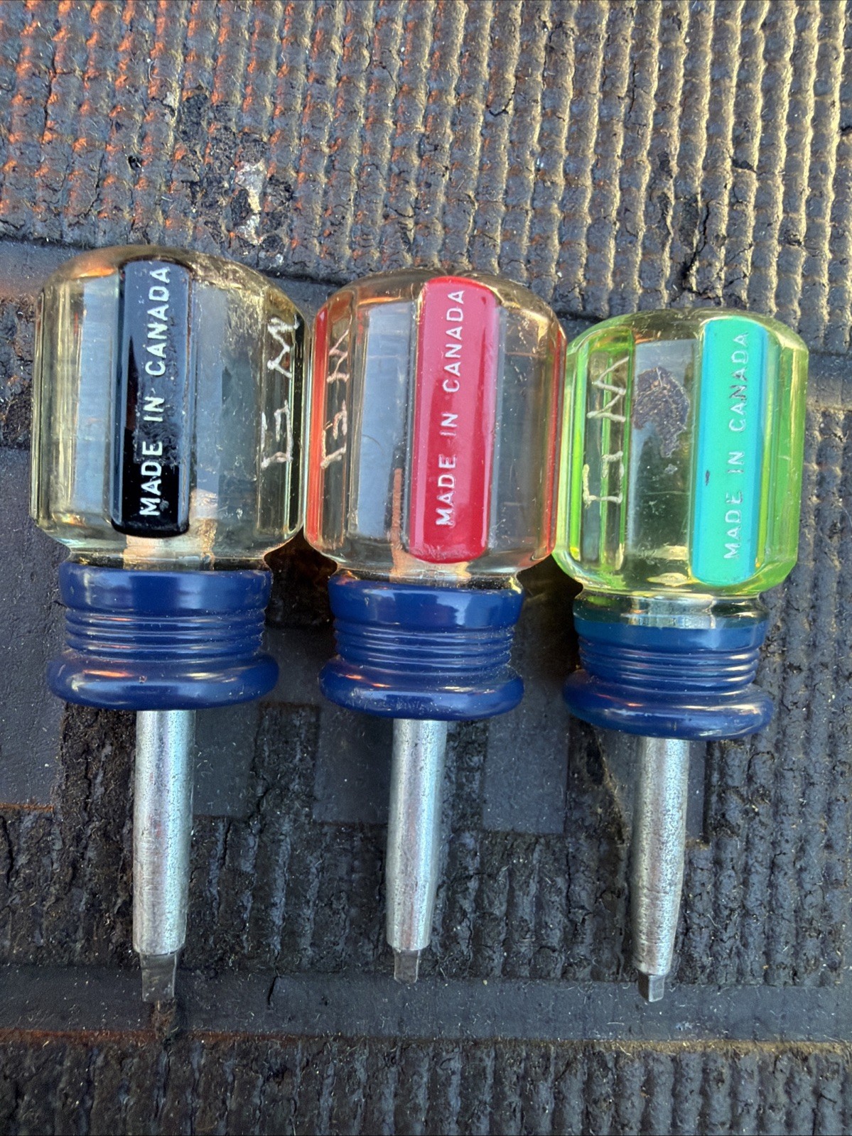 Rare 3pc Sears Canada Stubby Robertson Screwdriver Set *etched* Rare #3