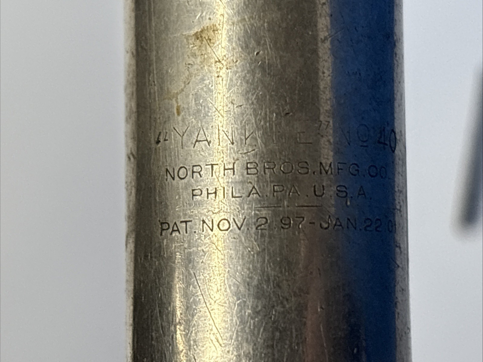 Antique NORTH BROS. YANKEE No. 40 Push Hand Drill Driver Pat. 1897-01 w/ 8 bits