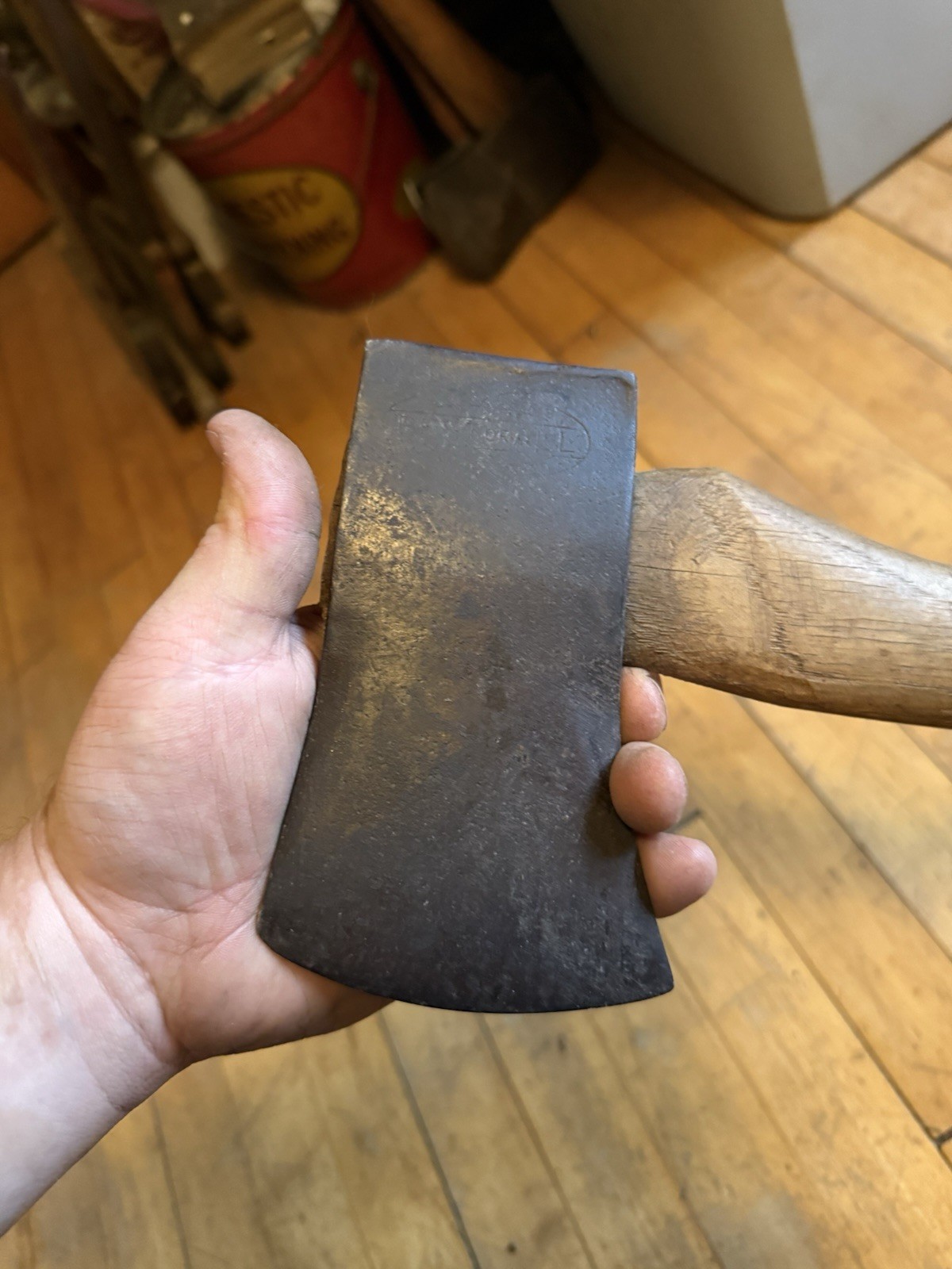 Vintage Old Rare 3-1/4 Axe Hatchet Tool Marked Best Of All With Wood Handle USA