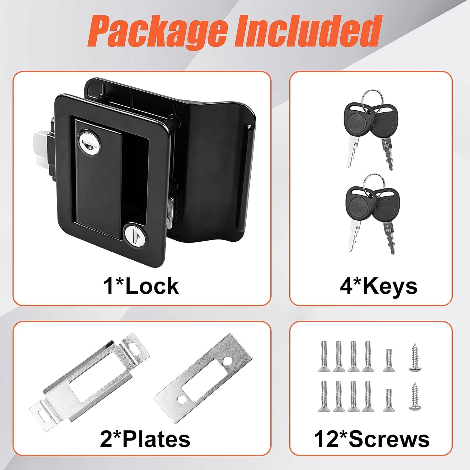 Black RV Door Lock Replacement Paddle Deadbolt 4 Key RV Door Latch Lock