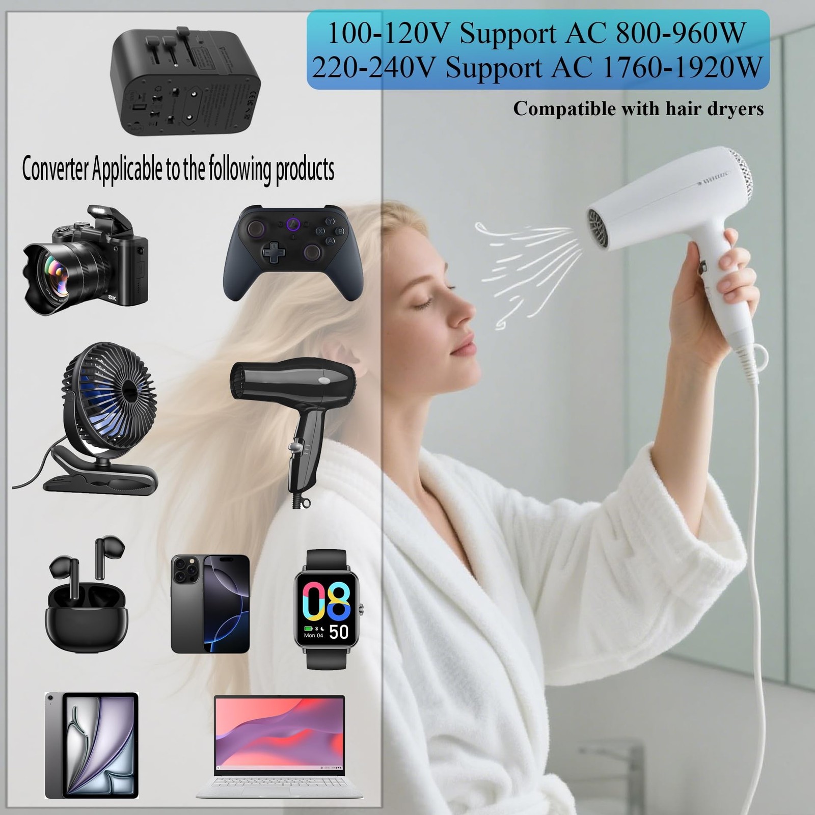 220V to 110V Voltage Converter,US to Europe Travel Converters,Universal Inter…