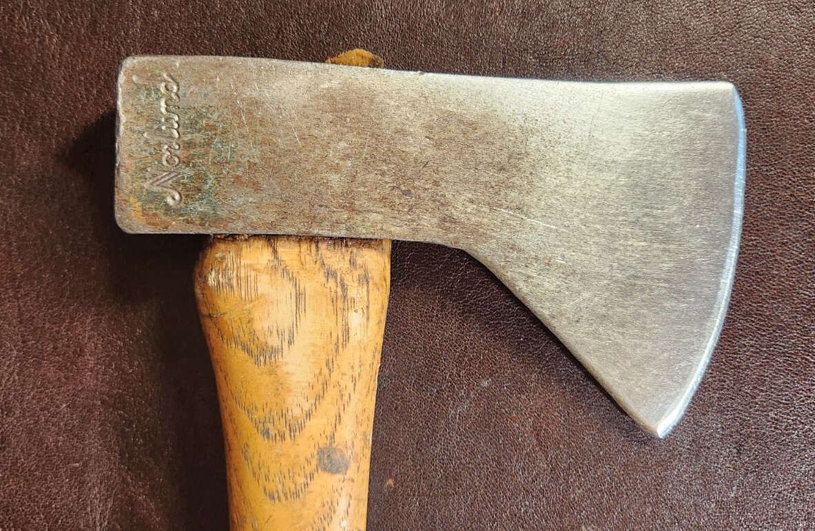 Vintage Norlund Tomahawk Hatchet W/Estwing No. 1 Leather Sheath, Axe Throwing!