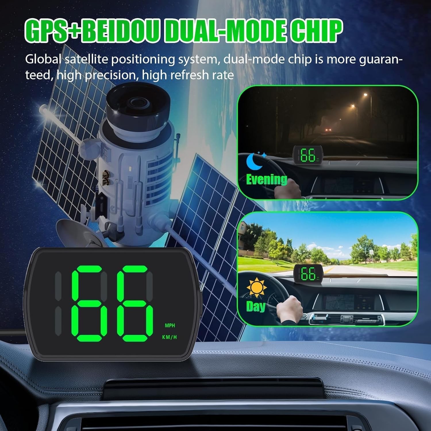 Digital GPS Speedometer for Car, Universal HUD Speed Meter with Large LED