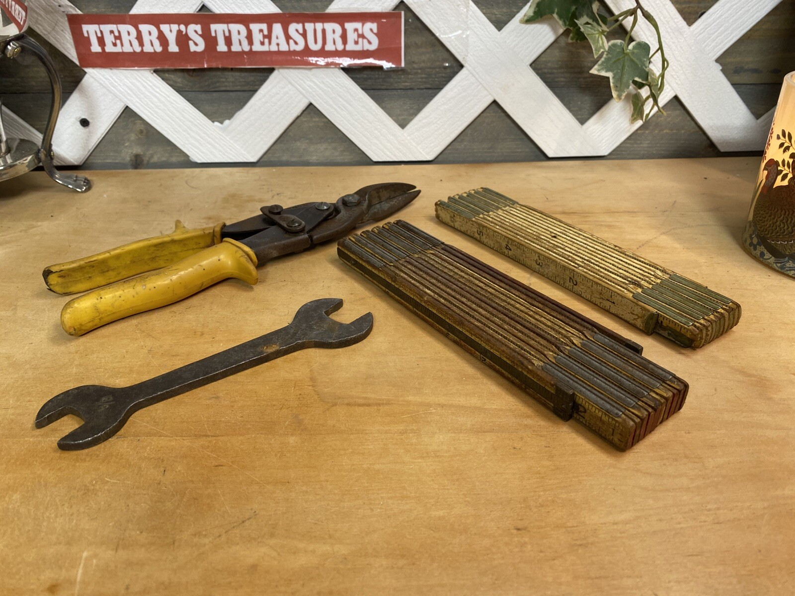 Lot Of 4 Vintage Tools- Wiss Tin Snips, American Steel Wrench, Lufkin & Other