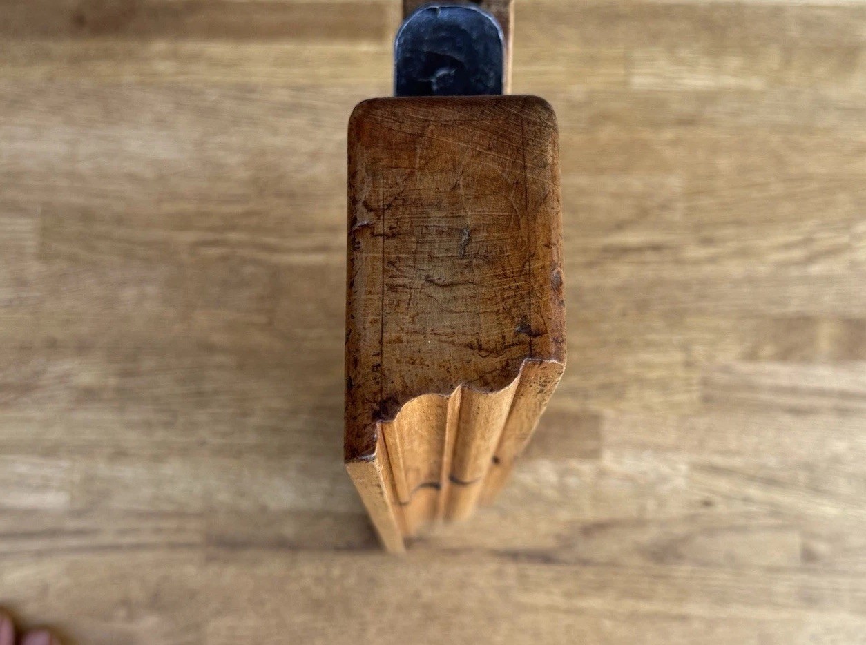 Antique French 1 1/8” Cove & Ovolo Wooden Moulding Plane Complex Vintage Tool