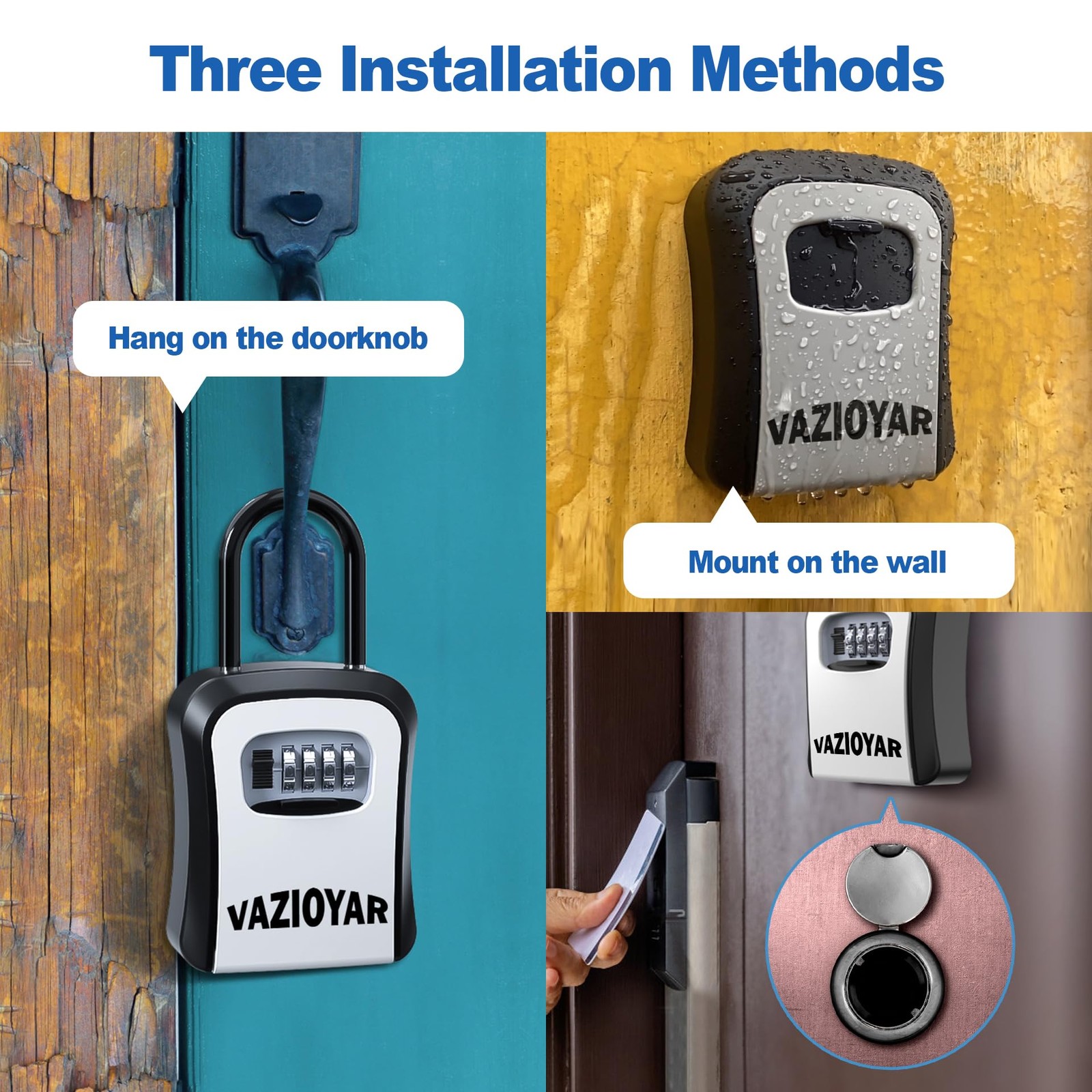 Vazioyar Key Lock Box for Outside, 1.6 x 3.5 x 4.7 inches, With Shackles