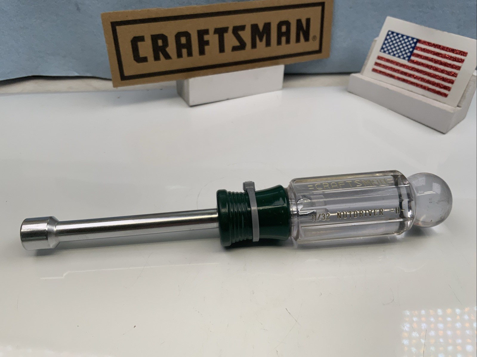 Craftsman 41973, 11/32in. 6pt Nut Driver – Green Band – USA – Gray Tag