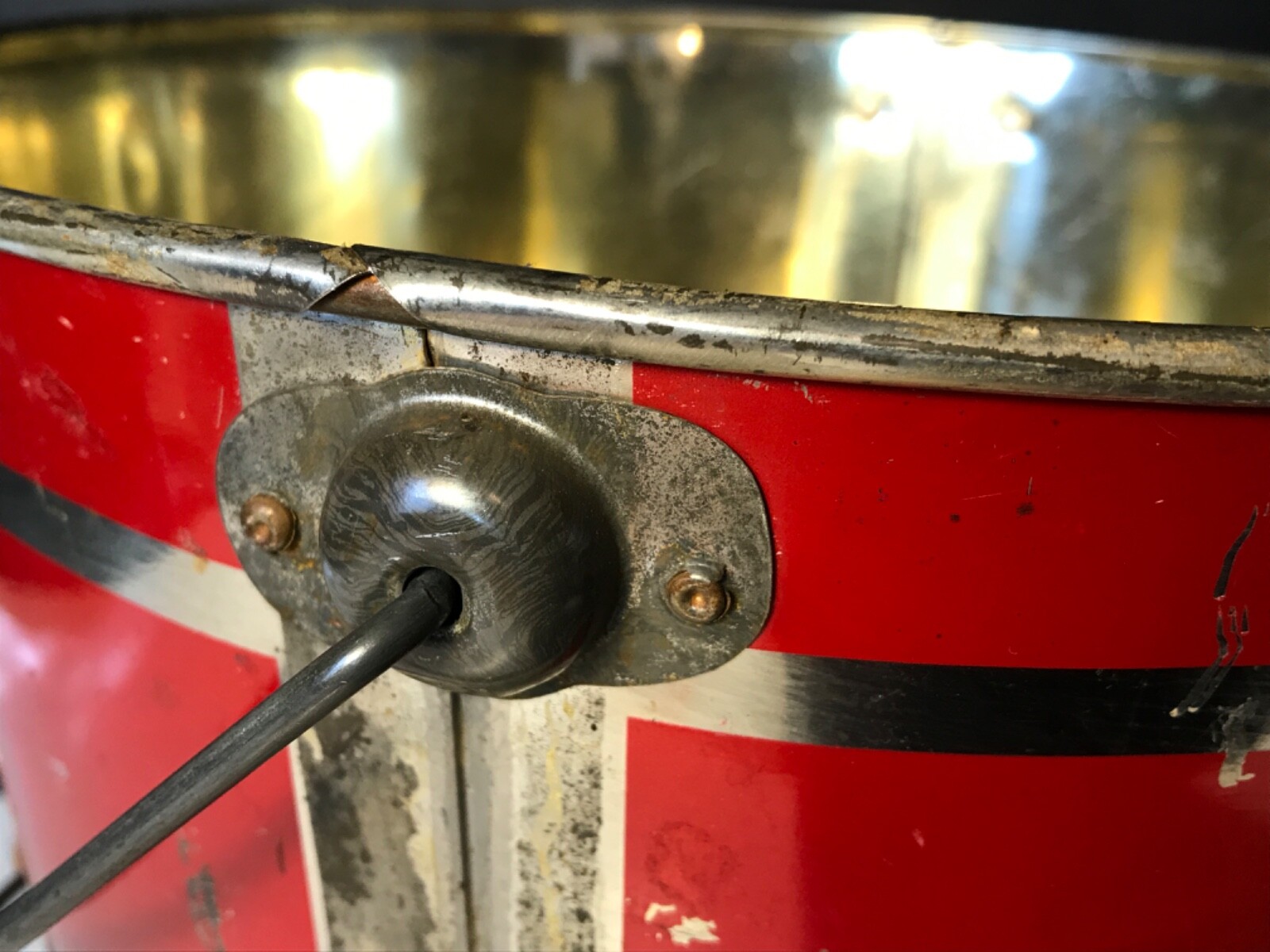 HUGE Metal Vintage Middleby Jr. 36 LB.Red Pail Brand Boston Mass. w/ WOOD HANDLE